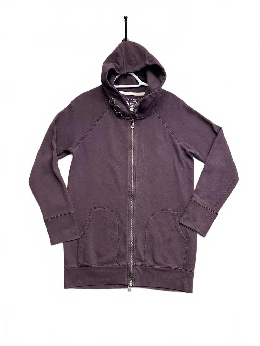 Sonoma Lifestyle Purple Full Double Zip Hoodie With Hoodie Buttons Sz Small
